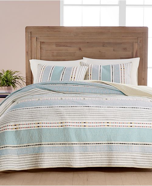 Martha Stewart Collection Cotton Earth Tone Stripe Quilt And Sham