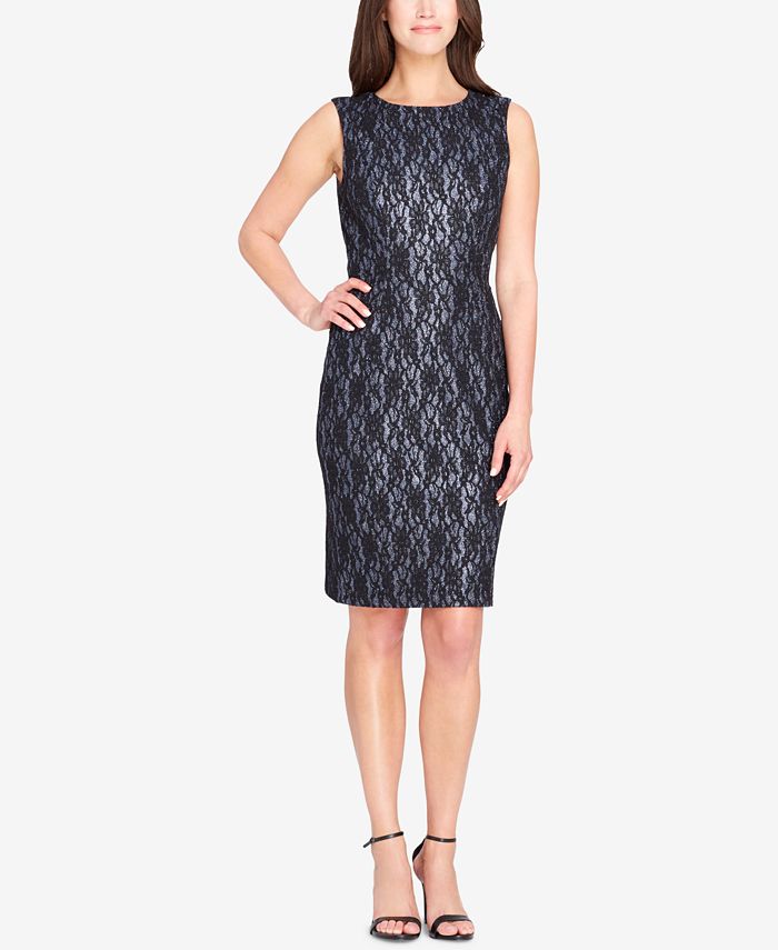 Tahari ASL Metallic Lace Sheath Dress Macy s