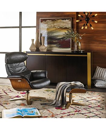 Furniture - Annaldo Leather Swivel Chair & Ottoman 2-Pc. Set