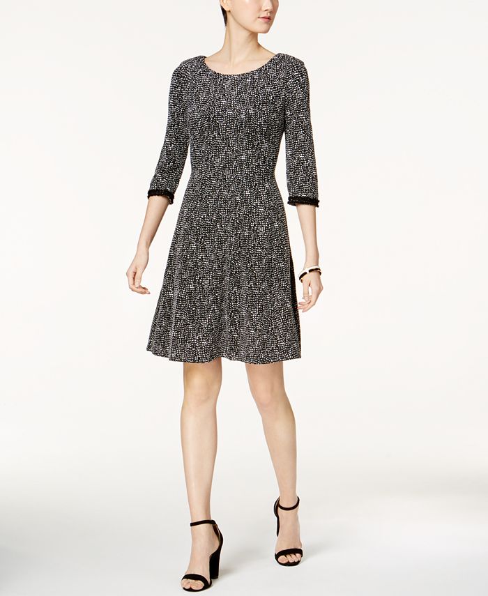 Taylor Printed Beaded Dress - Macy's