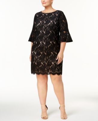 Jessica Howard Plus Size Lace Bell-Sleeve Sheath Dress - Macy's