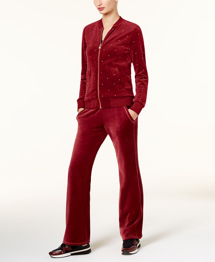 Michael Kors Embellished Velour Jacket & Sweatpants & - Women's Brands - Women - Macy's