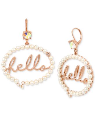 Boucles D'oreilles Betsey Johnson Alice - Cristaux, Perles, Nœud - Bleu Et Fleurs - Neuves Avec étiquettes