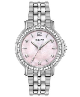 Bulova Women's Stainless Steel Bracelet Watch 34mm, Created For Macy's ...