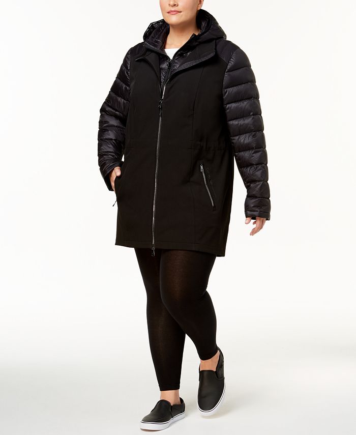 Calvin Klein Hooded Puffer-Sleeve Soft-Shell Jacket & Reviews - Jackets &  Blazers - Plus Sizes - Macy's