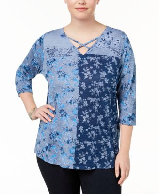 macys lucky brand plus size tops