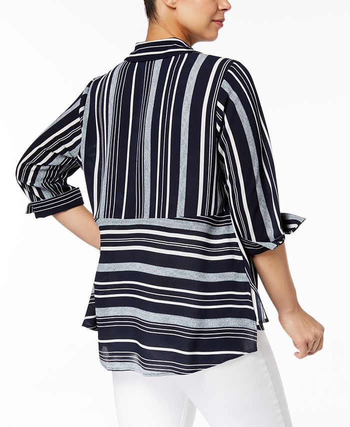 NY Collection Petite Plus Size Multi-Stripe Shirt & Reviews - Tops ...