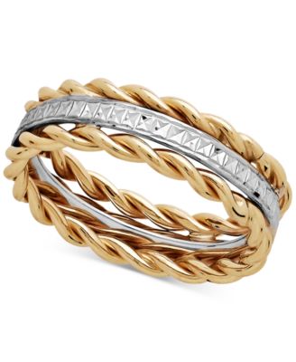 Macy's - Two-Tone Rope Ring in 10k Gold & White Gold