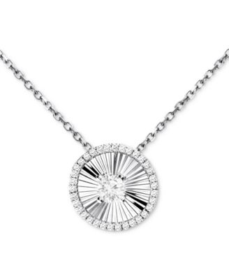 Macy's Diamond Disc Pendant Necklace (1/4 Ct. T.w.) In 14k White Gold ...