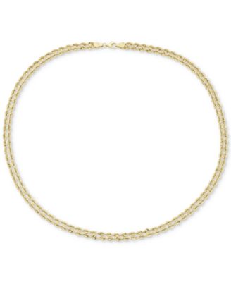 Double Row Twisted Heart Link, 18" Necklace in 14k Yellow Gold