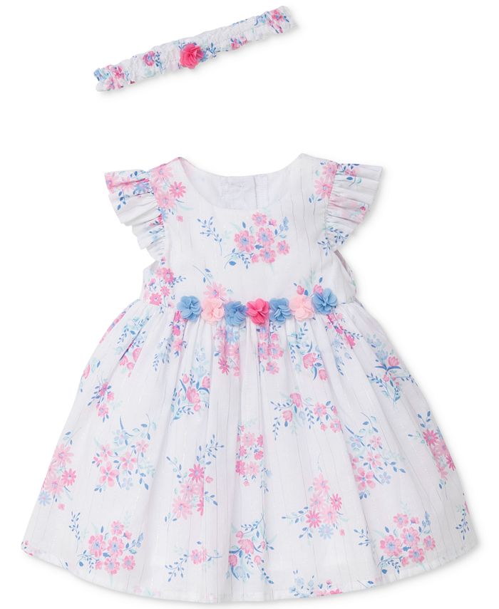 Little Me Whimsical FloralPrint Dress & Diaper Cover Set, Baby Girls