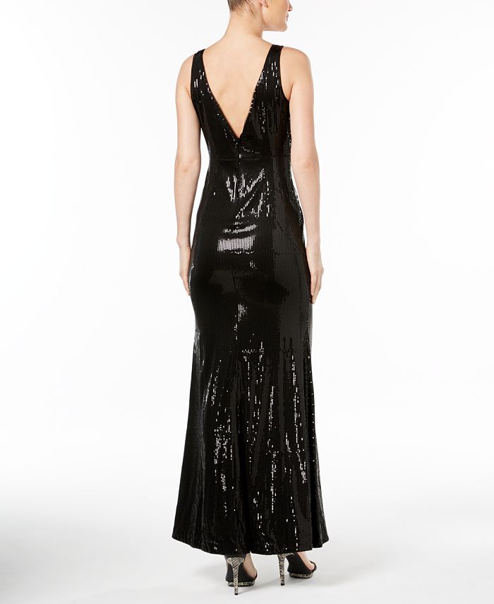 Calvin Klein V-Neck Sequined Gown - Macy's