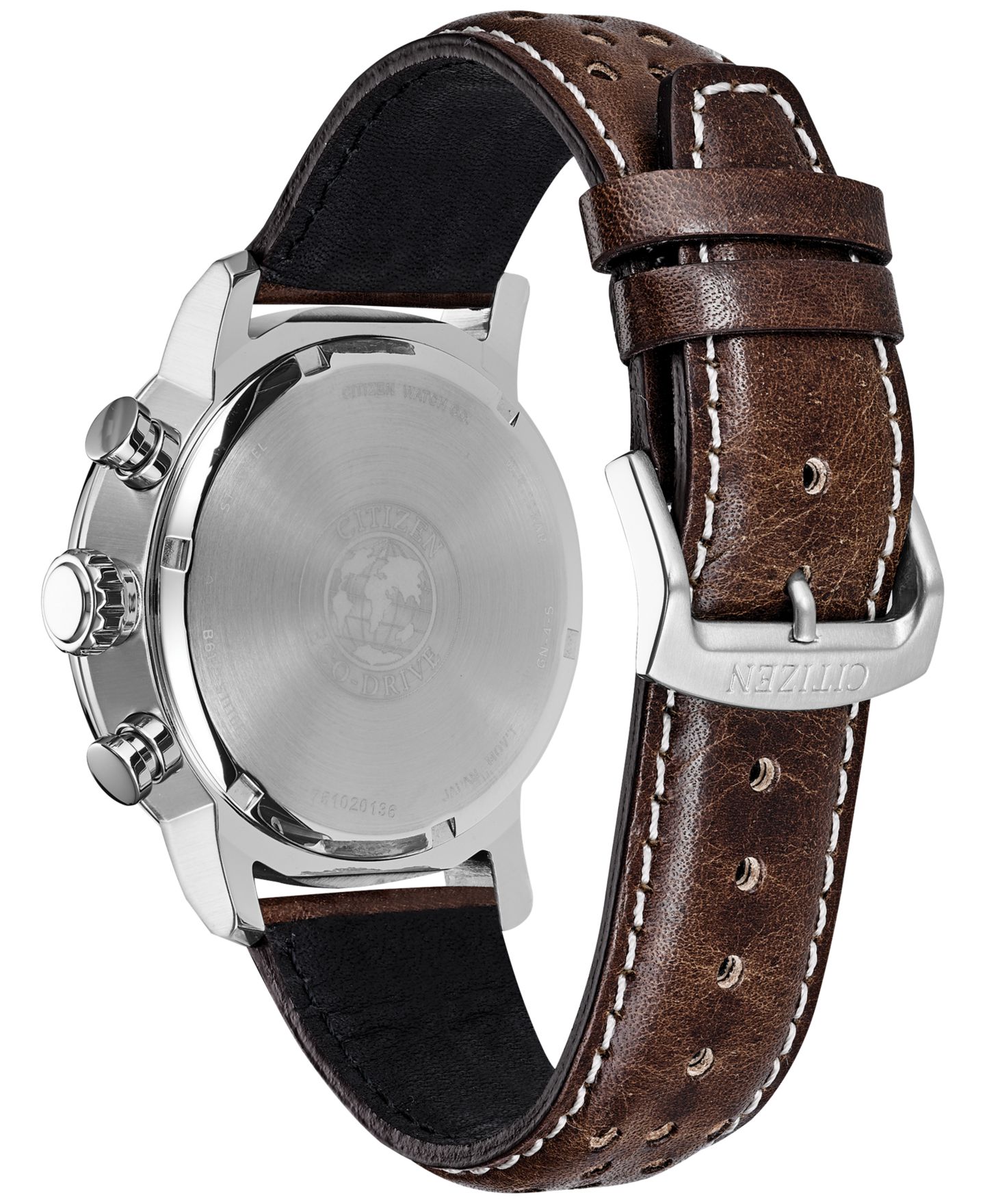 Мужские часы Citizen Eco-Drive Chronograph Brown Leather Strap Watch 44mm — фото 4