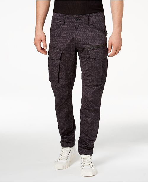 G Star Raw Men S Honeycomb Printed Rovic Tapered Fit Cargo Jeans