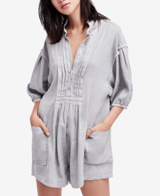 Free People - Tomboy Frayed & Pintucked Romper