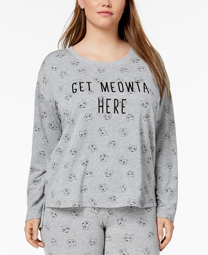 Jenni by Jennifer Moore Plus Size Printed Pajama Top, Created for Macy