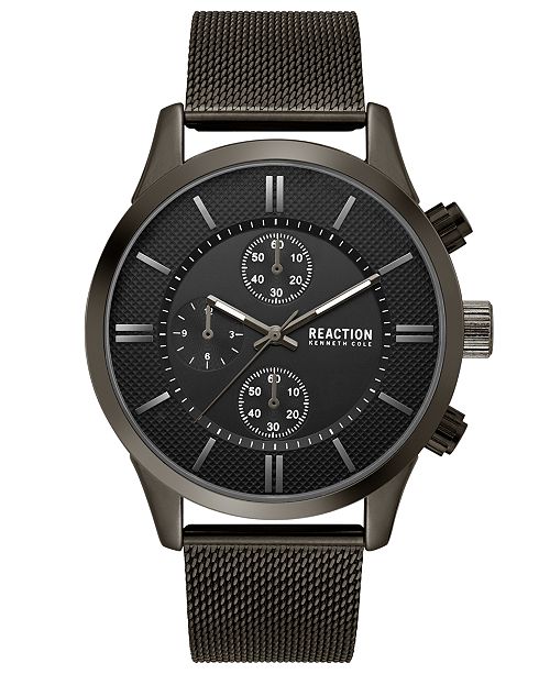 Kenneth Cole Reaction Men S Chronograph Sport Black Stainless Steel Mesh Bracelet Watch 46mm Reviews Watches Jewelry Watches Macy S