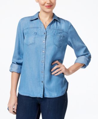 Style \u0026 Co Roll-Tab-Sleeve Denim Shirt 