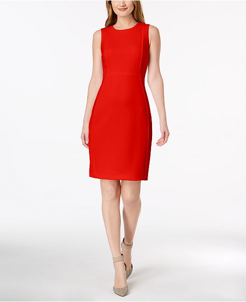 Calvin Klein Textured Crepe Sheath Dress & Reviews - Dresses - Women ...
