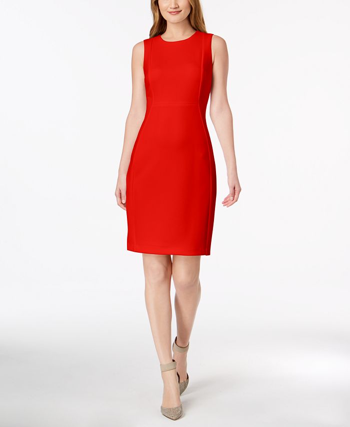 Calvin Klein Textured Crepe Sheath Dress - Macy's