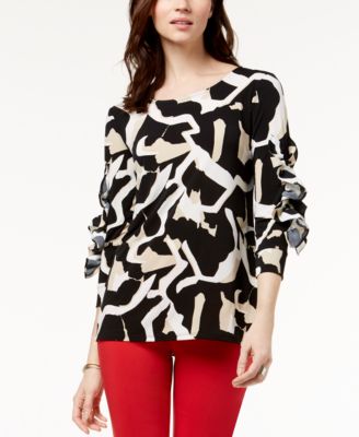 Alfani Womens Petite Printed Tunic Black Size Pxl 1 main image 0