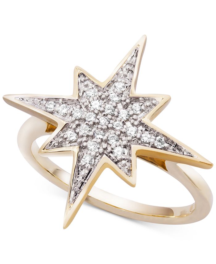 Macy's Wrapped™ Diamond Cluster Star Ring (1/6 ct. t.w.) in 10k Gold ...