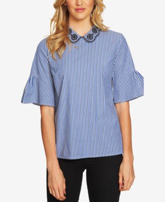 CeCe - Ruffle-Sleeve Embroidered Blouse