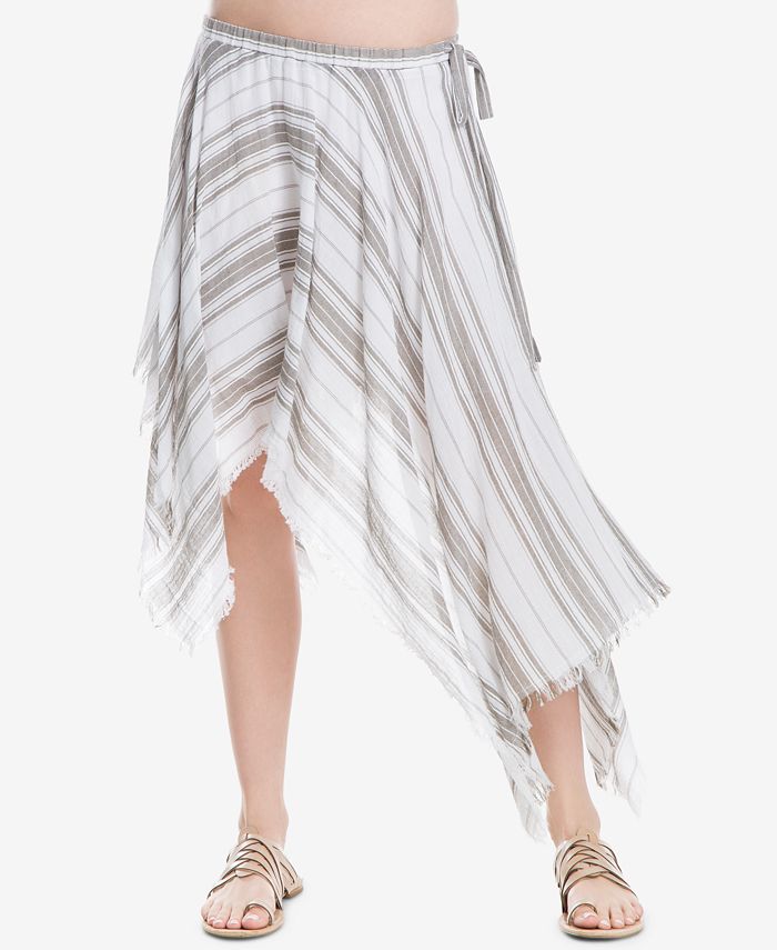 Max Studio London Cotton Asymmetrical Striped Skirt Created for