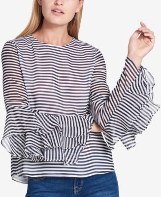 Hilfiger Macy\'s Created Macy\'s - Tommy Top, Striped for Ruffle-Sleeve
