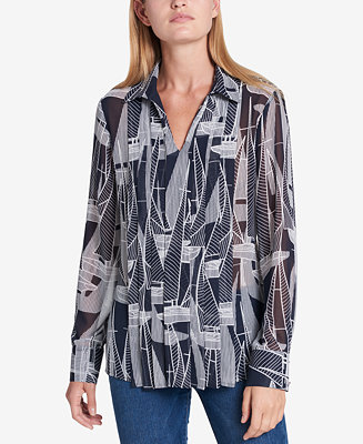 Tommy Hilfiger Printed Pleated Shirt, Created for Macy's - Macy's