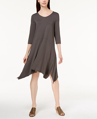 Eileen Fisher Stretch Jersey Handkerchief-Hem Dress, Created for Macy's ...