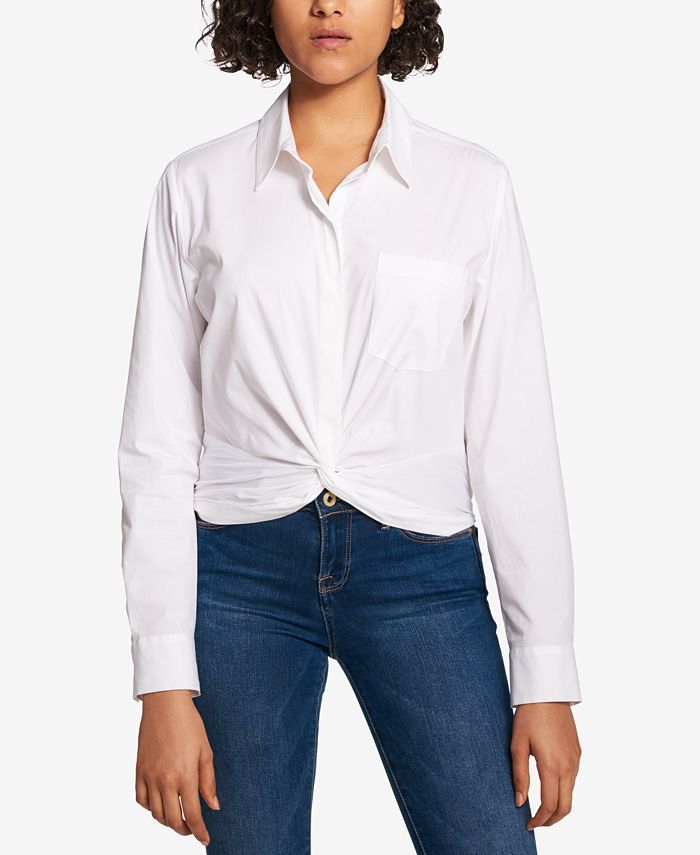 Tommy Hilfiger Twist-Hem Button-Down Shirt, Created for Macy's - Macy's