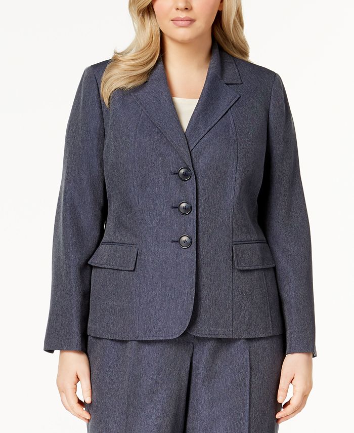 Le Suit Plus Size Denim Pantsuit - Macy's