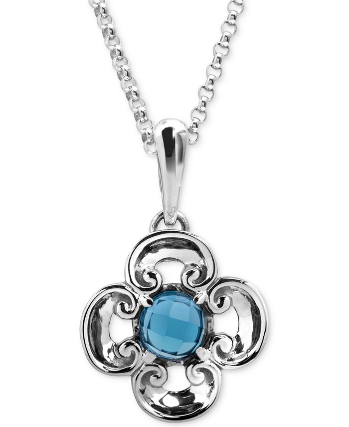Carolyn Pollack Blue Topaz Flower Pendant Necklace (2-1/5 ct. t.w.) in ...