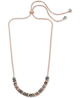 Kenneth Cole - Two-Tone Black Crystal Beaded Slider Necklace