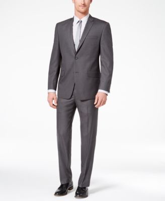 Marc New York - Men's Classic-Fit Stretch Medium Gray Solid Suit