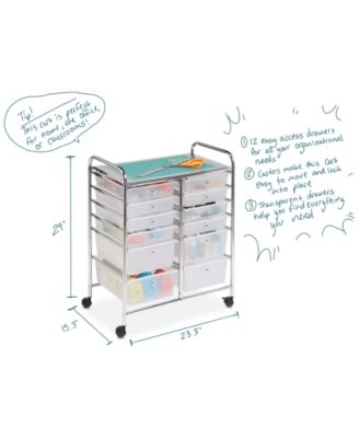 Honey Can Do Rolling Storage Cart and Organizer, 12 Plastic Drawers