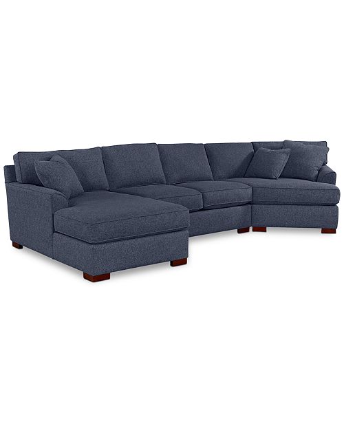 Furniture Closeout Carena 3 Pc Fabric Sectional Sofa With