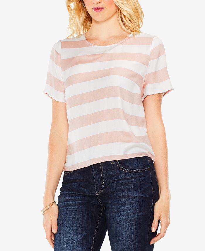 Vince Camuto Striped Short-Sleeved Shirt - Macy's