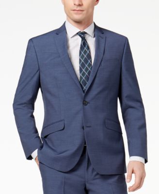Kenneth Cole Reaction Men's Techni-Cole Slim-Fit Stretch New Blue Textured Suit