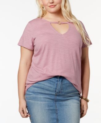 Planet Gold - Trendy Plus Size Cotton Hardware T-Shirt