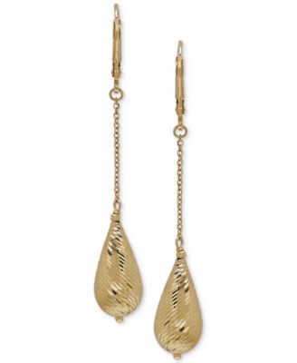 Italian Gold - Teardrop Dangle Drop Earrings in 14k Gold