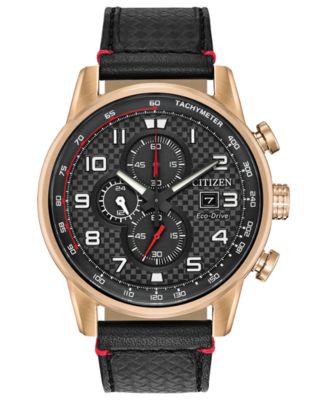 Citizen - Men's Chronograph Eco-Drive Primo Black Leather Strap Watch 45mm