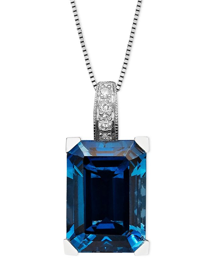 Macy's 14k White Gold Necklace, London Blue Topaz (9-1/3 ct. t.w.) and ...