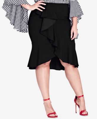CITY CHIC - Trendy Plus Size Asymmetrical Ruffled Skirt