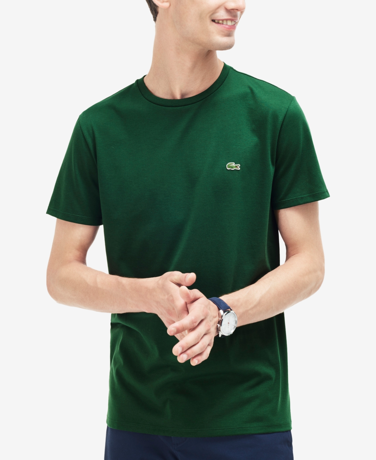 Lacoste Men's Crew Neck Pima Cotton T-shirt In Green