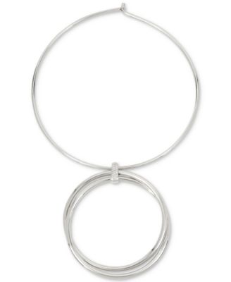Kenneth Cole - Silver-Tone Double-Ring Large Circular Pendant Necklace