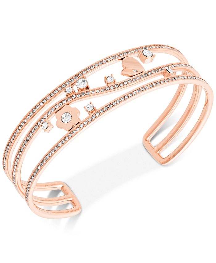 Michael Kors Rose Gold-Tone Crystal Heart & Flower Open Cuff Bracelet &  Reviews - Bracelets - Jewelry & Watches - Macy's