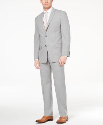 Andrew Marc - Men's Classic-Fit Stretch Light Gray Solid Suit