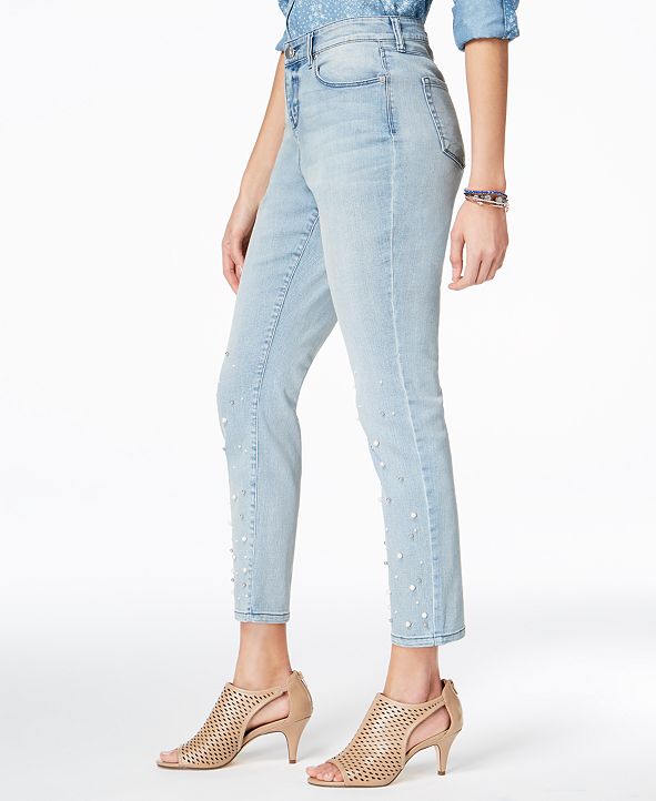 Style & Co Embellished Pearl Skinny Jeans, Created for Macy's & Reviews Jeans Women Macy's